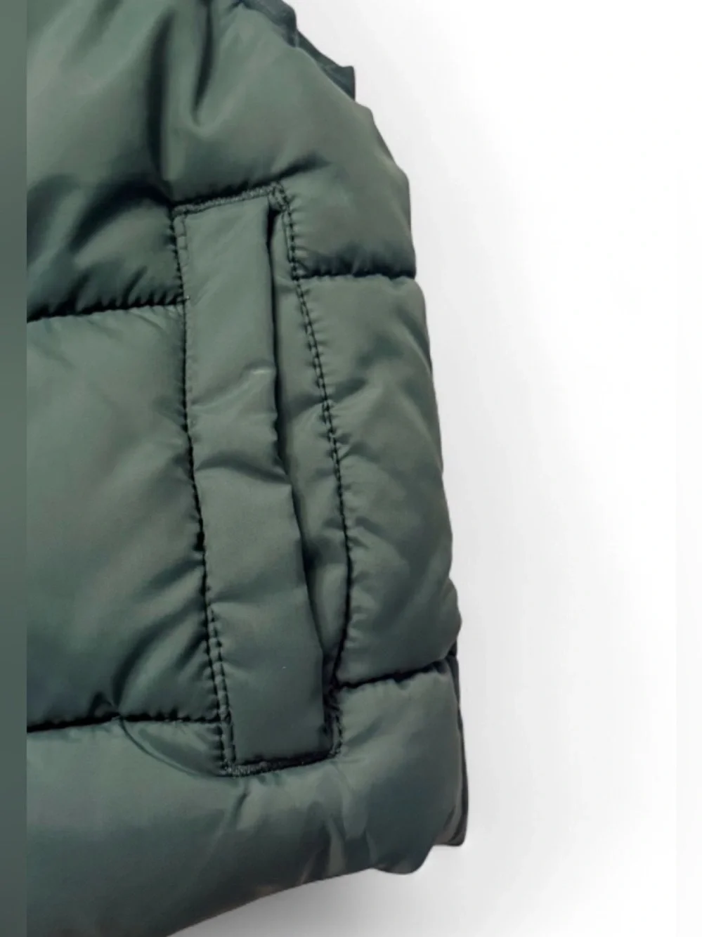 H&M Green Quilted Hooded Puffer Vest with Yellow Patch